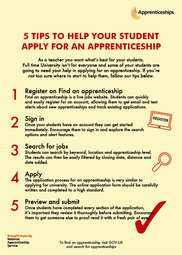 5 tips to help your students apply for an apprenticeship