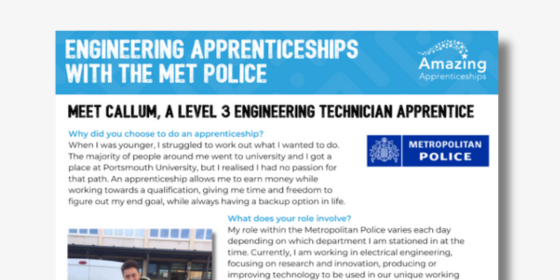 Engineering Apprenticeships With The MET – Callum’s Story