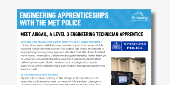 Engineering Apprenticeships With The MET – Abigail’s Story